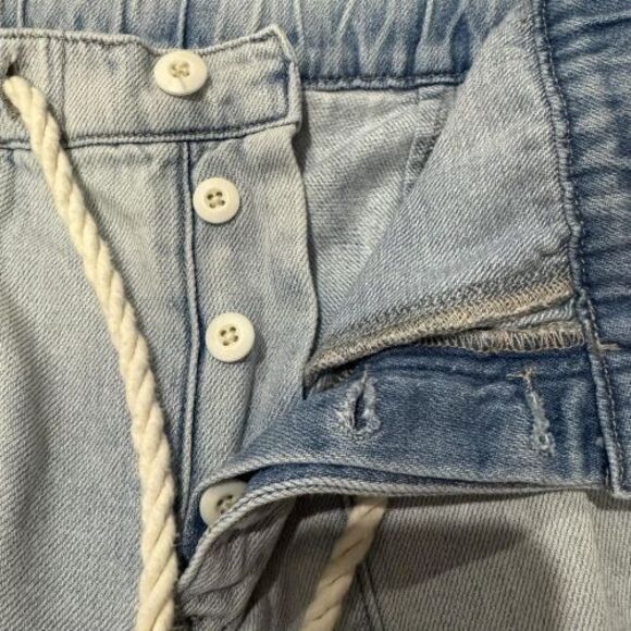 Free People Pants Pull-On Crop Jeans Distressed Baggy Raw Hem drawstring Wmns M - Picture 4 of 10